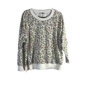 Old Navy Animal Print Sweatshirt Size XL Long Sleeve Beige White Crew Neck